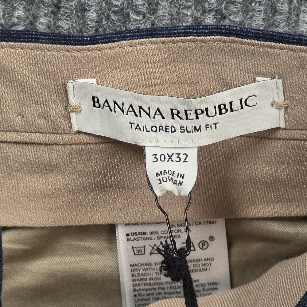 Banana Republic Tailored Slim Pants Mens 30x32 Heather Navy NWT Business Prep